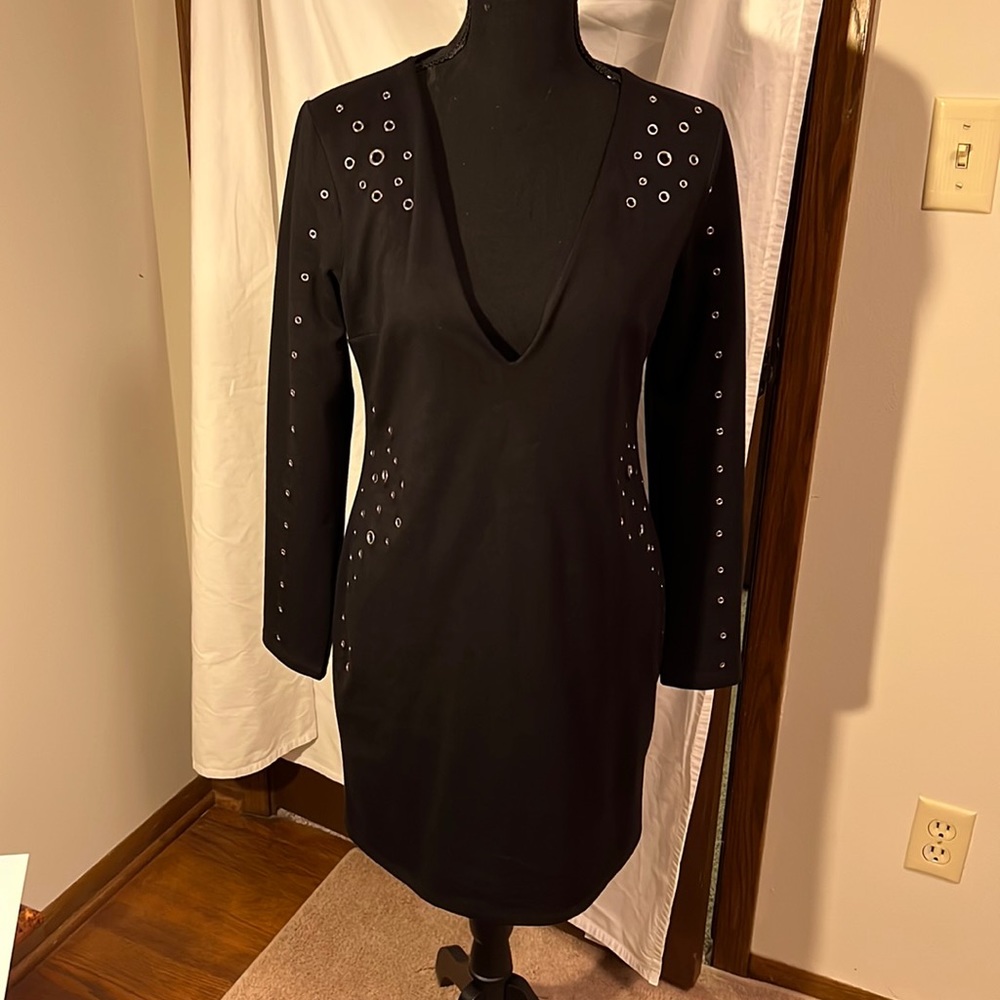 Express Black Dress with Silver  Eyelets Size M